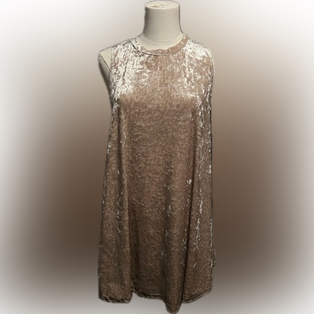 Audrey 3+1 Velvet Dress in Cream and Tan